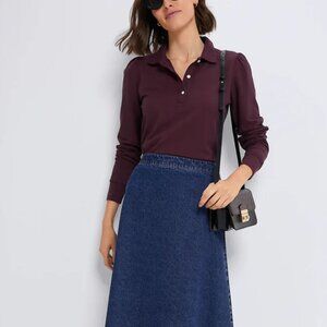 Tuckernuck Winetasting Long Sleeve Pique Puff Sleeve Peggy Polo Size Small